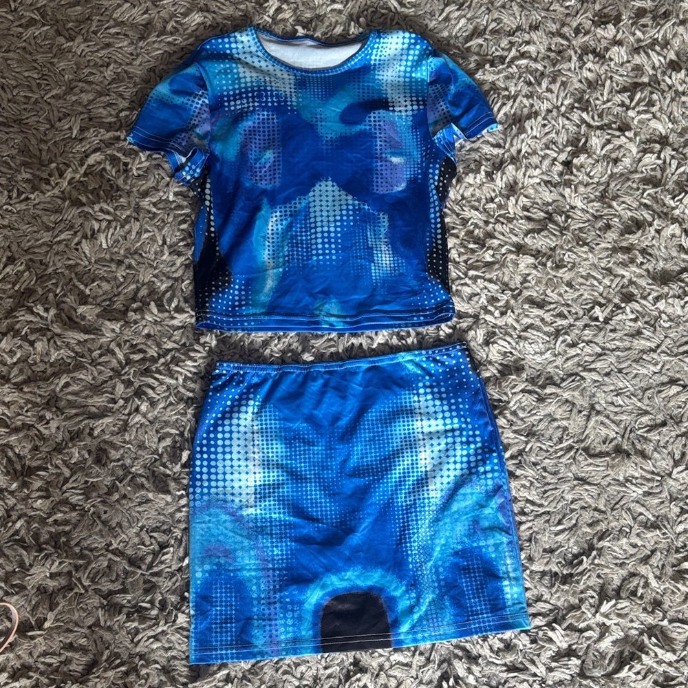 Blue Graphic Two-Piece Set